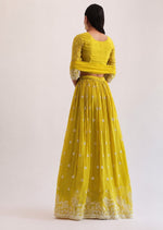 Yellow Georgette Lehenga Choli with Dupatta | Sequins Embroidery Semi-Stitched Haldi Wear