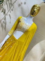 Yellow Georgette Lehenga Choli with Dupatta | Sequins Embroidery Semi-Stitched Haldi Wear
