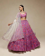 Purple Butterfly Net Lehenga Choli with Dupatta | Sequins Embroidery Semi-Stitched Party Wear