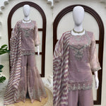 Salsa Silk Top Sharara Dupatta Set Thread Sequence Work Fully Stitched Women