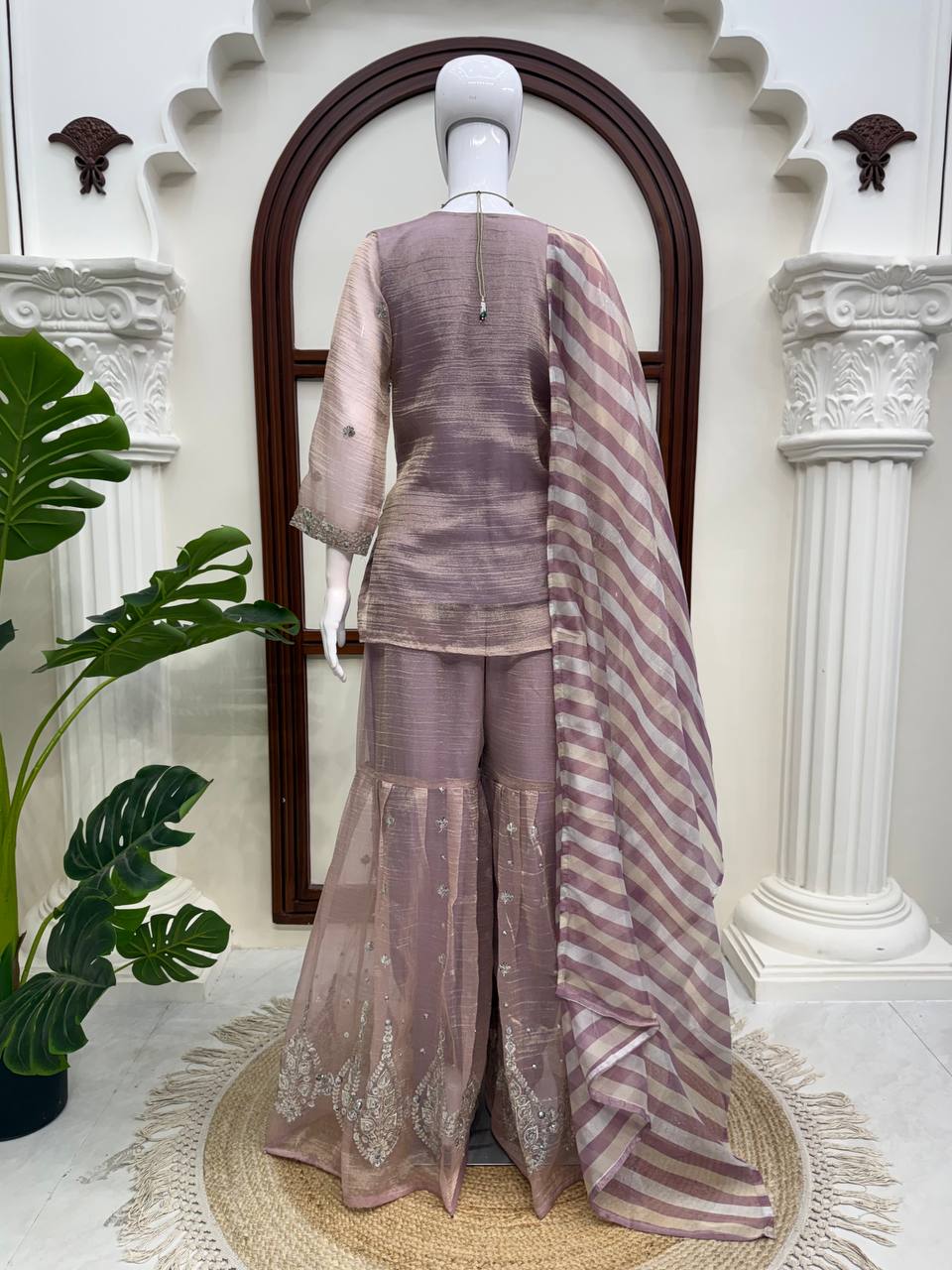 Salsa Silk Top Sharara Dupatta Set Thread Sequence Work Fully Stitched Women