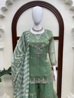 Salsa Silk Top Sharara Dupatta Set Thread Sequence Work Fully Stitched Women