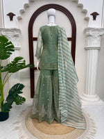 Salsa Silk Top Sharara Dupatta Set Thread Sequence Work Fully Stitched Women