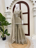 Salsa Silk Top Sharara Dupatta Set Thread Sequence Work Fully Stitched Women