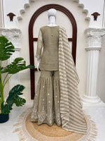 Salsa Silk Top Sharara Dupatta Set Thread Sequence Work Fully Stitched Women