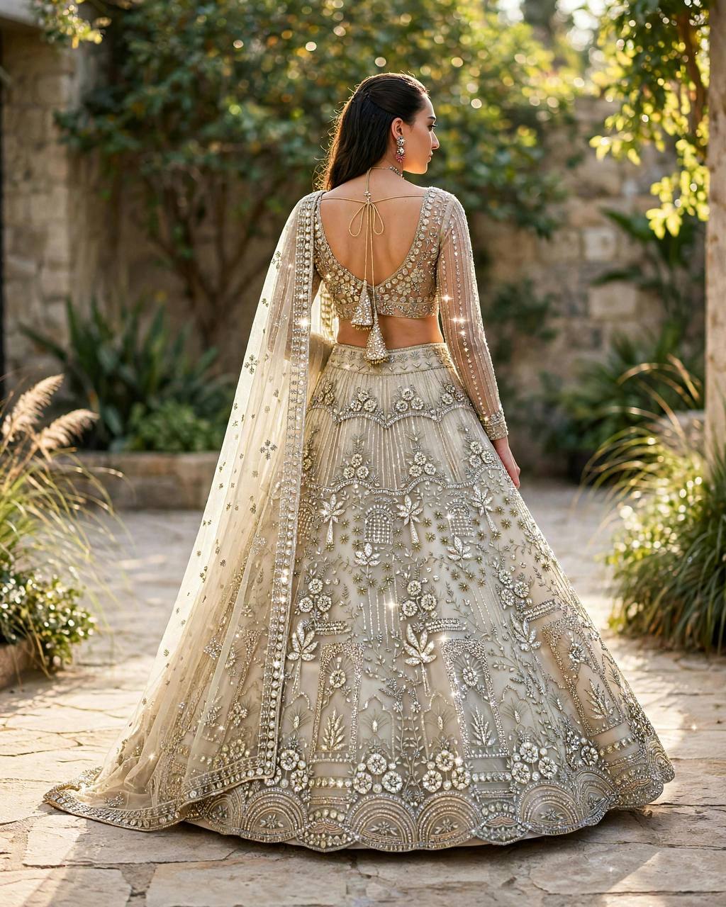 Premium Soft Net Sequins Flared Lehenga Choli Dupatta Set
