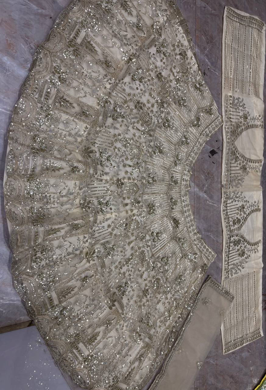 Premium Soft Net Sequins Flared Lehenga Choli Dupatta Set