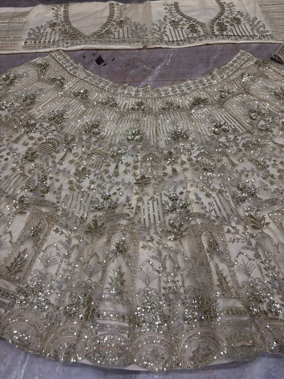 Premium Soft Net Sequins Flared Lehenga Choli Dupatta Set