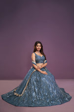 Net Real Mirror Work Lehenga Choli with Dupatta Set