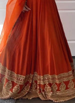 Purple and OrengeFaux Georgette Embroidered Lehenga Choli Dupatta