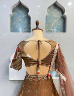 Sequins embroidery work detail on Jimmy Choo fabric lehenga
