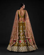 Jimmy Choo fabric lehenga choli with floral embroidery, three quarter pose