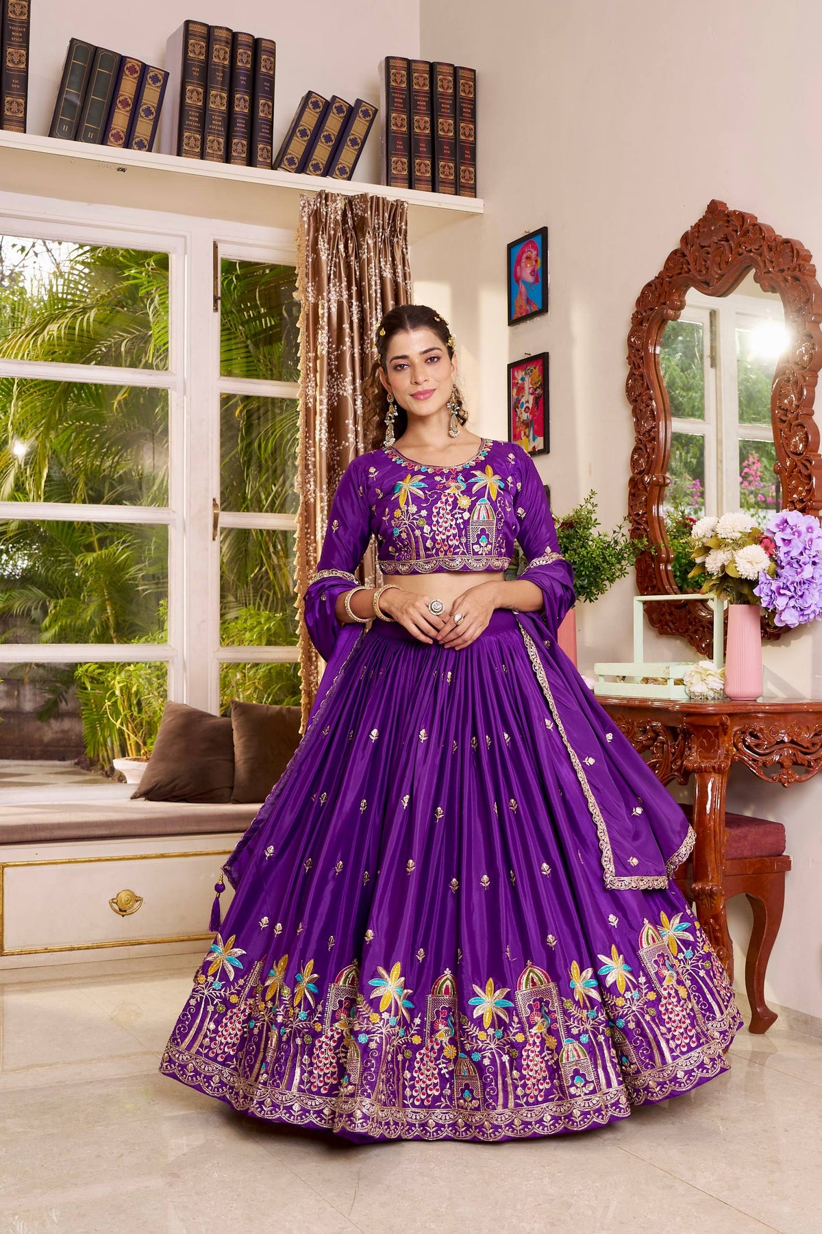Royal Blue Color Designer Silk Embroidered Lehenga Choli