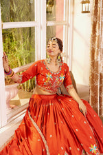 Orange Color Designer Silk Embroidered Lehenga Choli