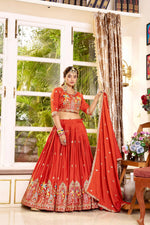 Orange Color Designer Silk Embroidered Lehenga Choli