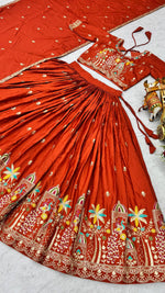 Orange Color Designer Silk Embroidered Lehenga Choli