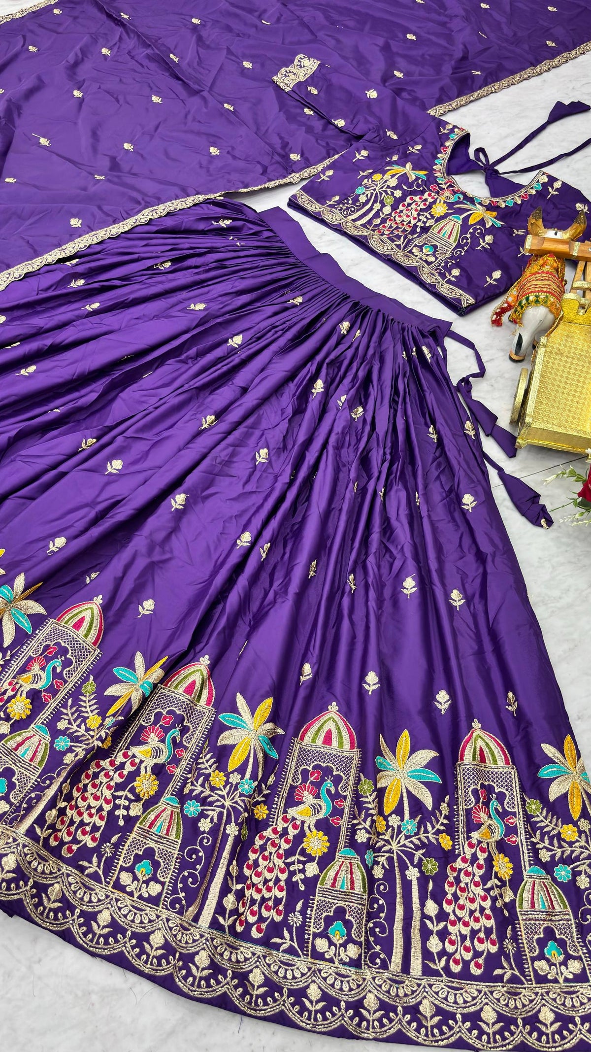 Royal Blue Color Designer Silk Embroidered Lehenga Choli