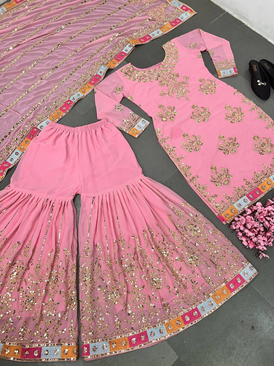 Buy Trendy Pink Sharara Online in India - Joshindia