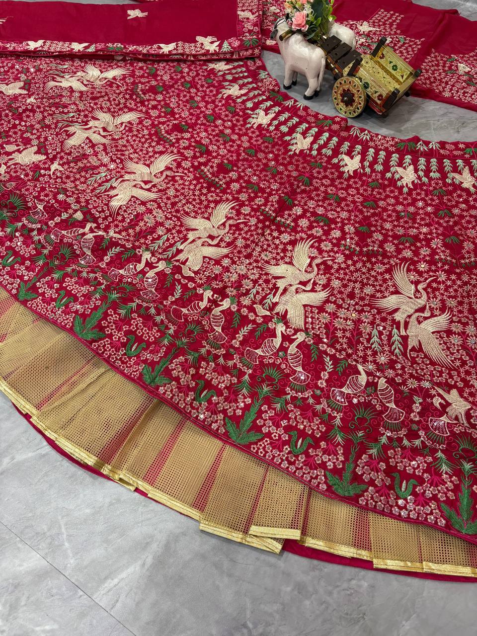 Gorgeous Red Sequins Embroidered Georgette Lehenga Choli