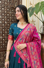 Beautiful Navy Blue Color Tusser Silk Lehenga Choli