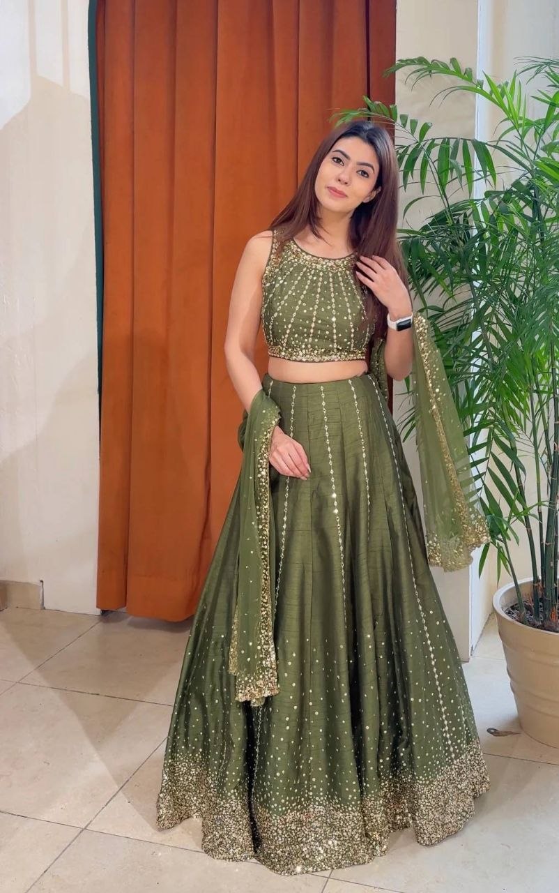 Trending Green Color Lehenga Choli For Wedding