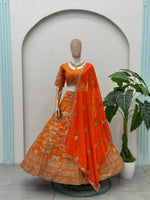 Orange Color Designer Embroidery Lehenga Choli