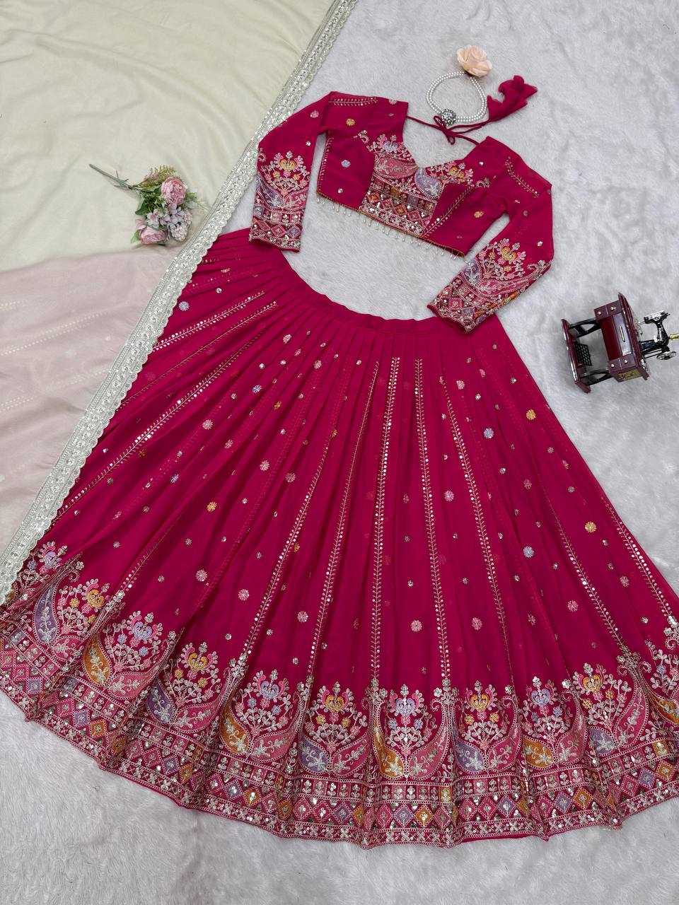 New Pink Georgette Designer Lehenga Choli