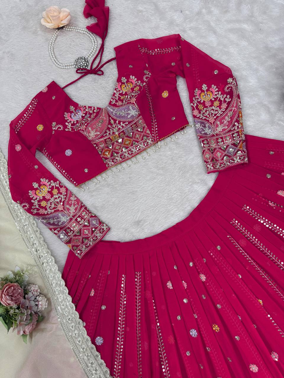 New Pink Georgette Designer Lehenga Choli