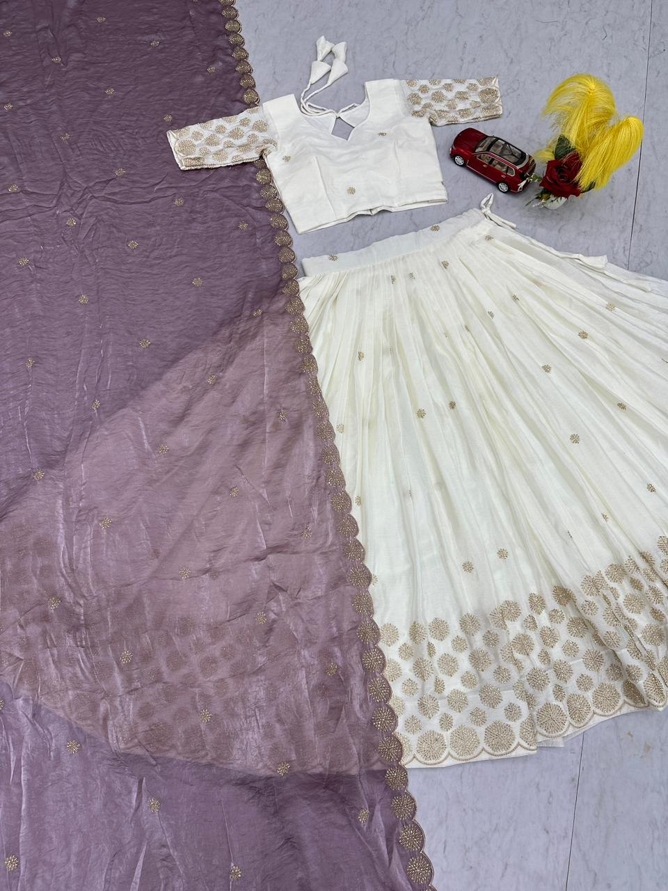 Designer Chinon Lehenga Choli with Embroidery