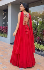 Buy Red Color Designer Georgette Lehenga Choli