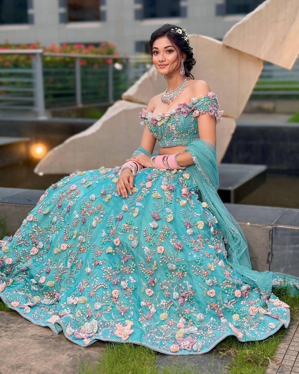 Designer Floral Embroidered Faux Georgette Lehenga Choli