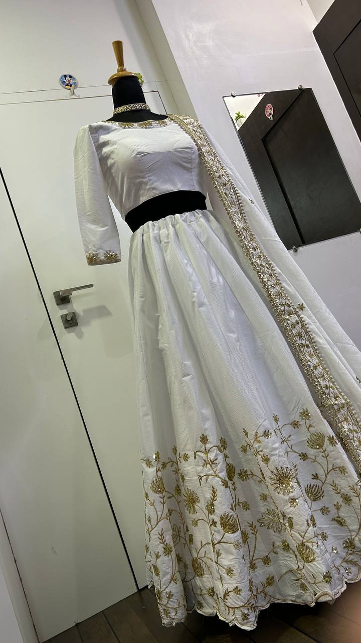 White Color Silk designer Lehenga Choli