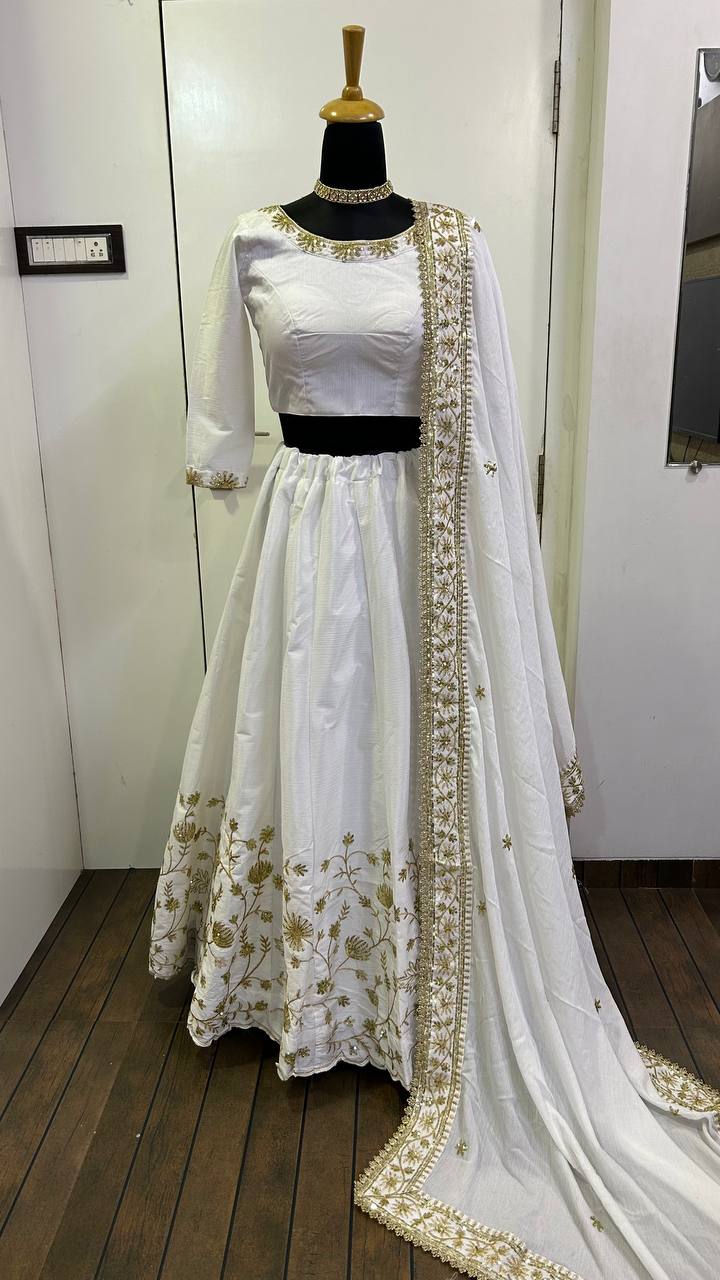 White Color Silk designer Lehenga Choli