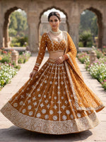 Mustard Yellow Color Designer Faux Georgette Lehenga Choli