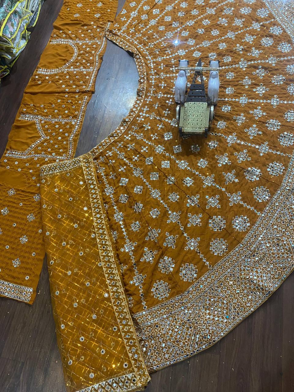 Mustard Yellow Color Designer Faux Georgette Lehenga Choli