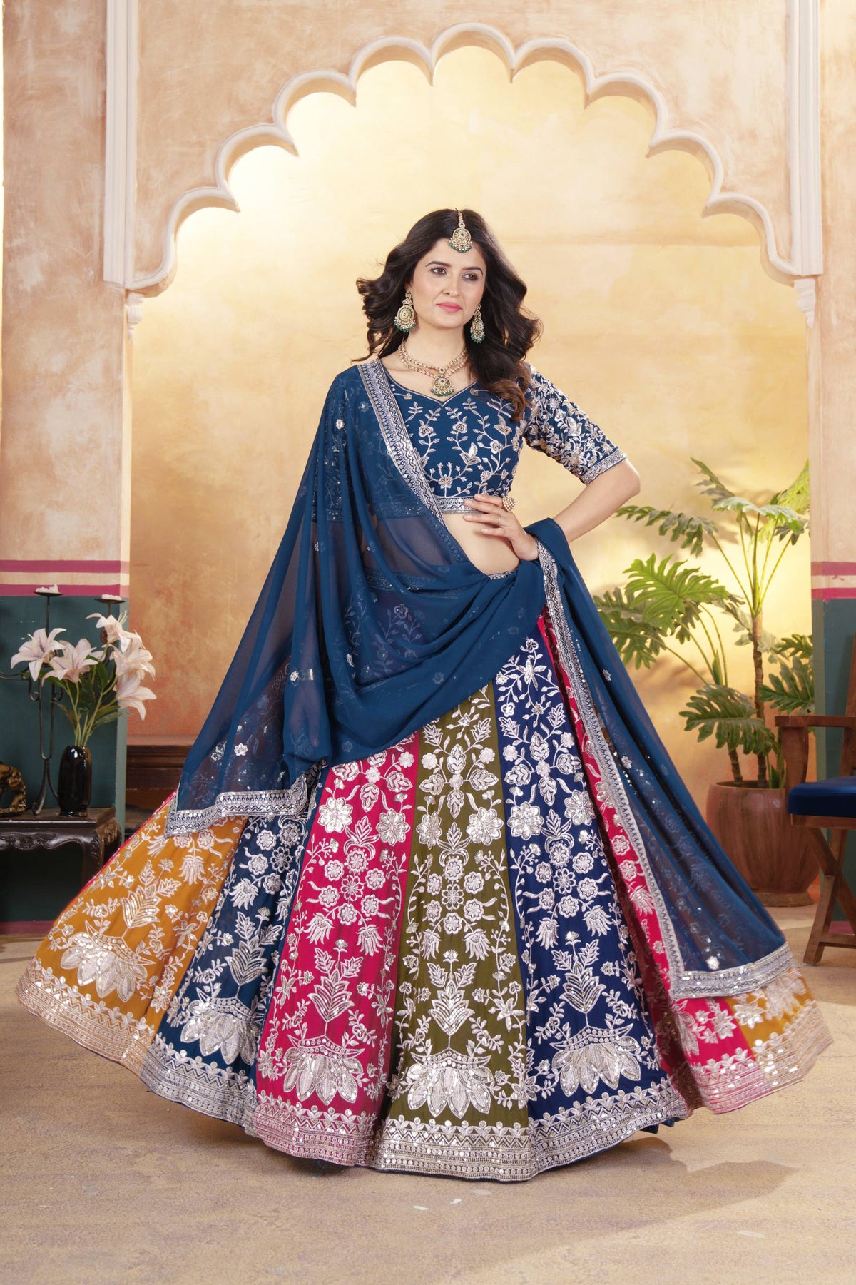 Multi Color Designer Faux Georgette Lehenga Choli