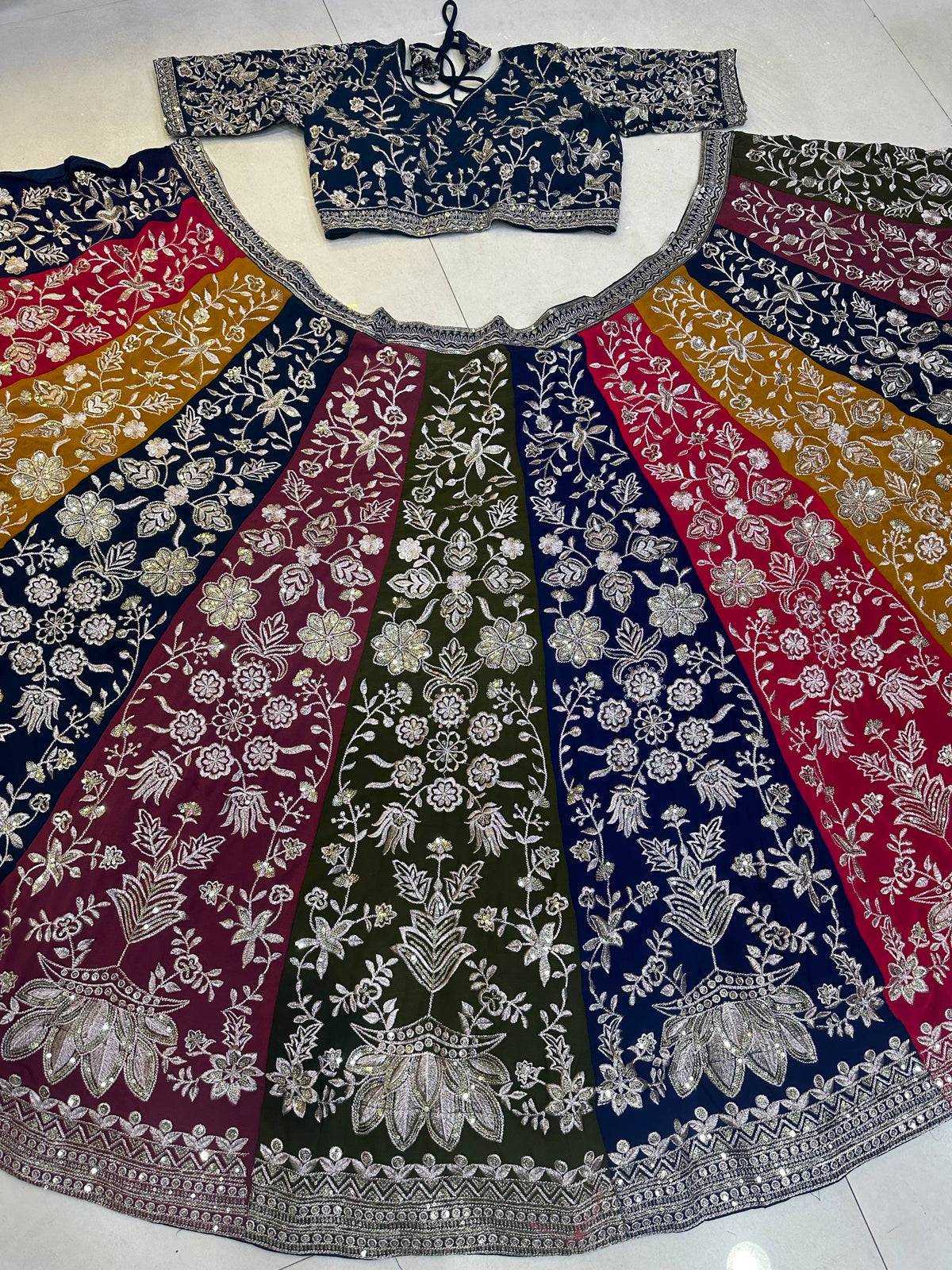 Multi Color Designer Faux Georgette Lehenga Choli
