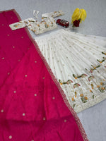 White Designer Chinon Silk Lehenga Choli