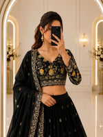 Black Color Designer Chinon Silk Lehenga Choli
