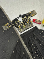 Black Color Designer Chinon Silk Lehenga Choli