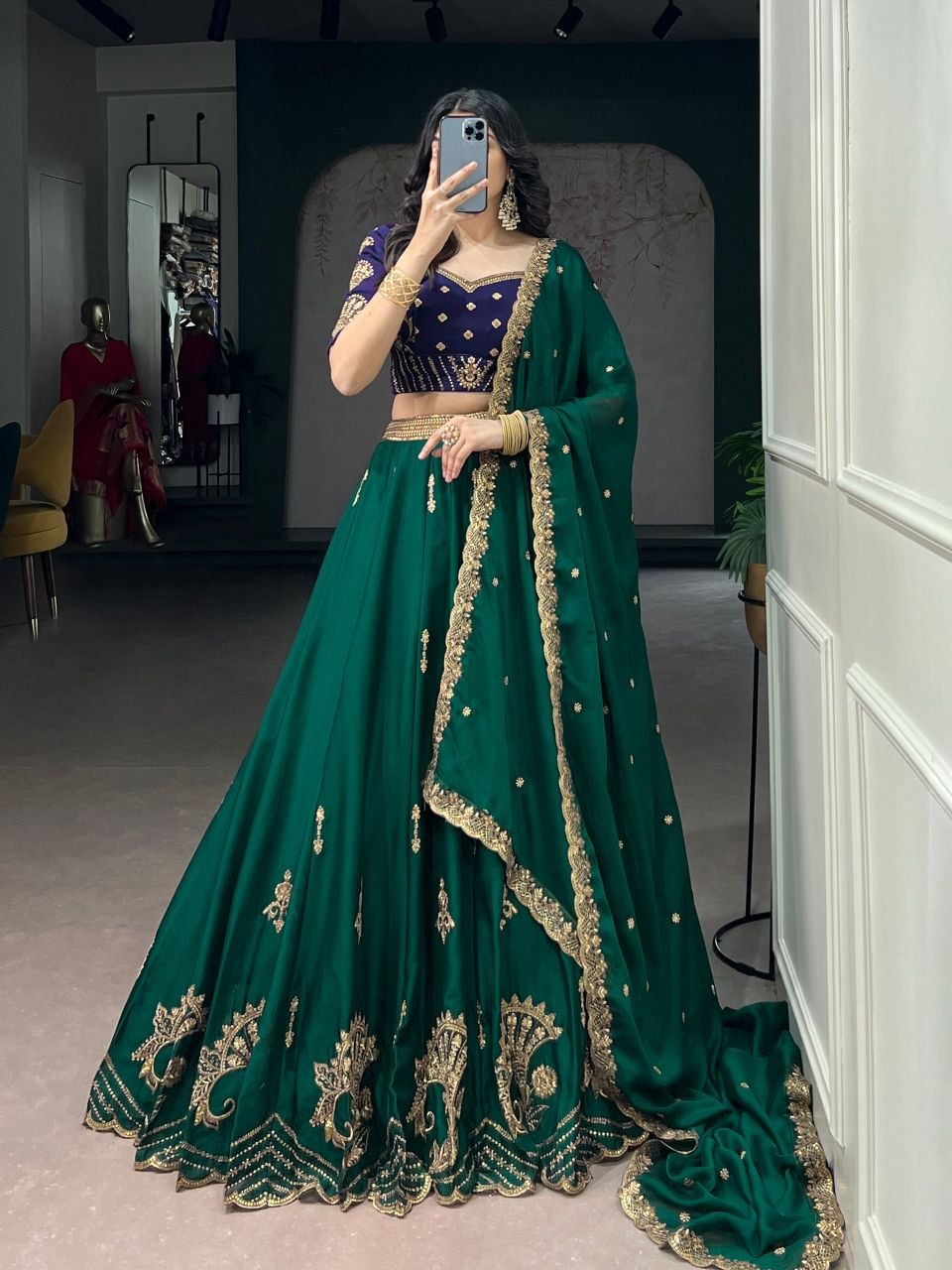 Premium Rangoli Silk Embroidery Designer Lehenga Choli