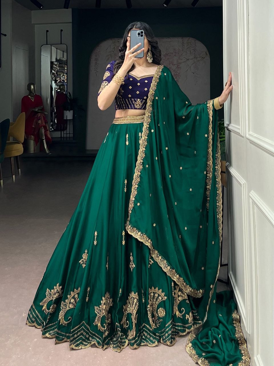 Premium Rangoli Silk Embroidery Designer Lehenga Choli