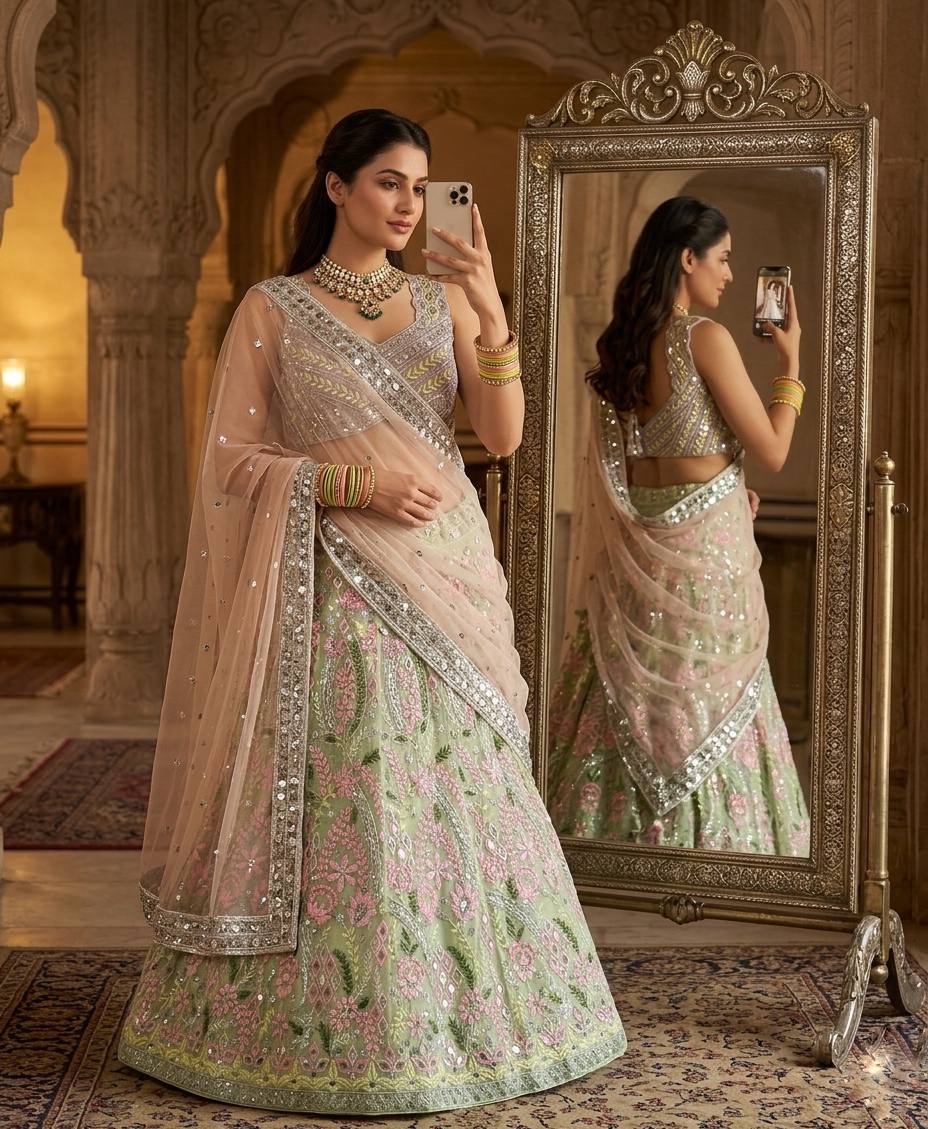 Designer Soft NetEmbroidery Lehenga Choli