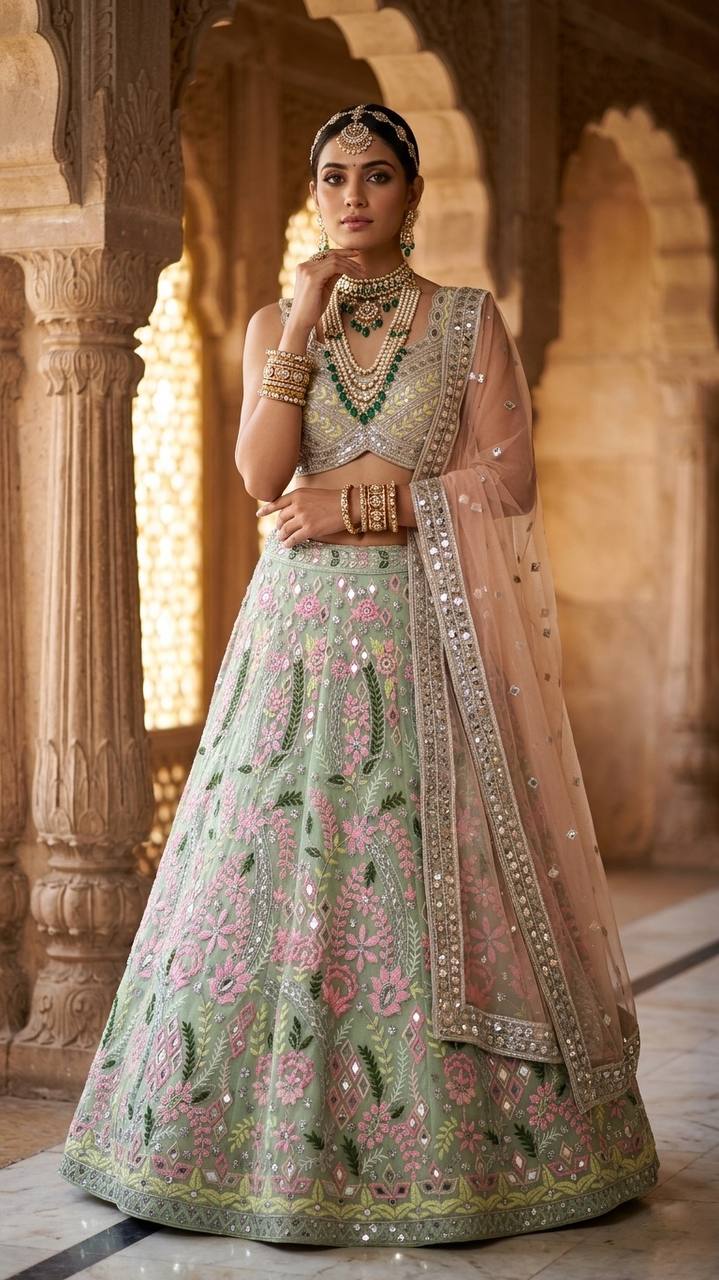 Designer Soft NetEmbroidery Lehenga Choli