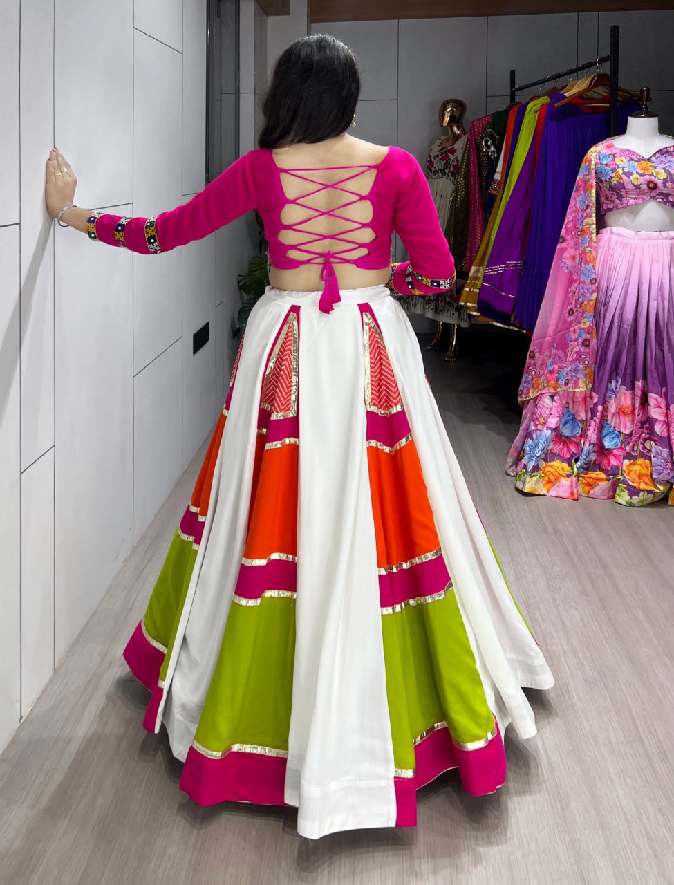 Beautiful Navratri Designer Rayon Cotton Lehenga Choli