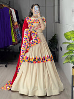Navratri Traditional Gamthi Work Rayon Cotton Lehenga Choli