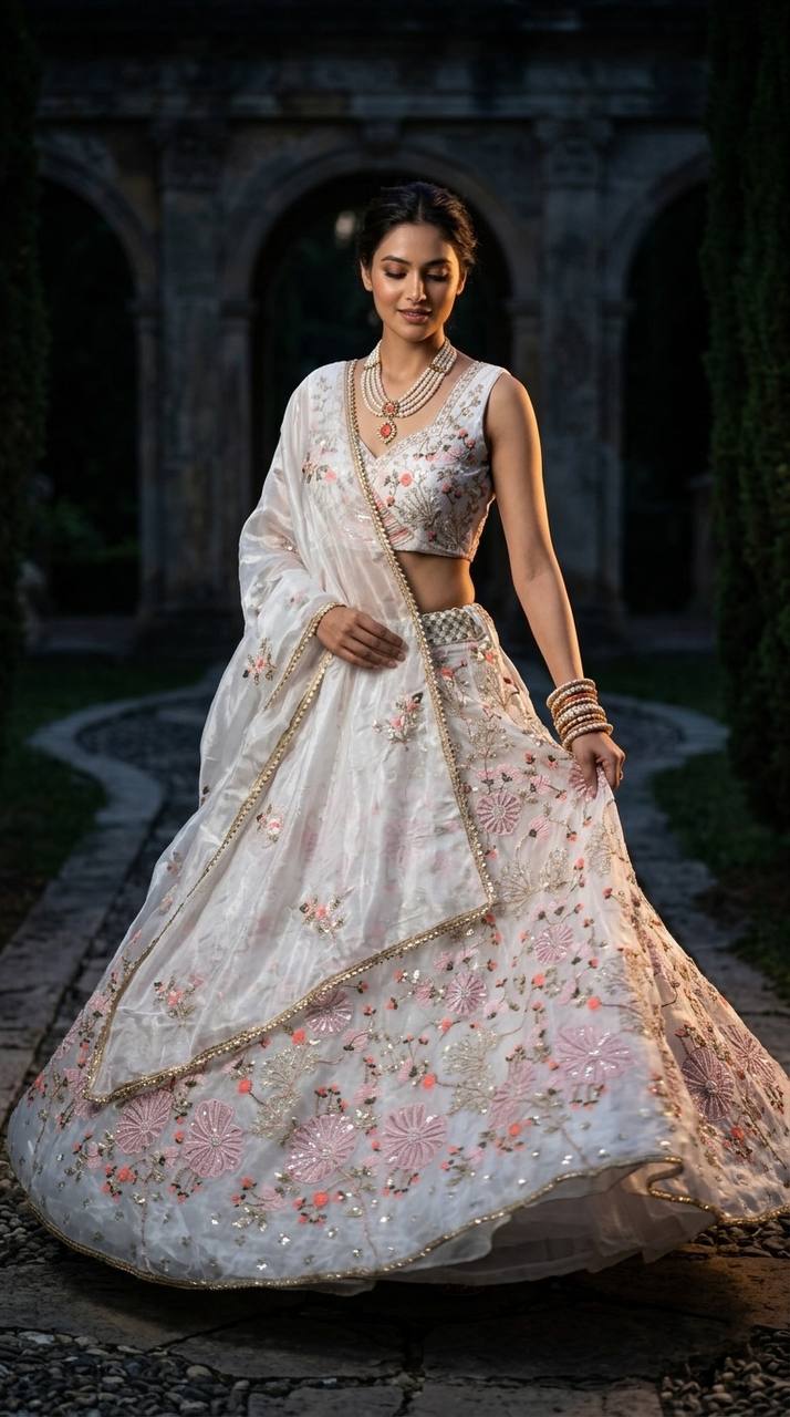 Buy Premium Tabby Silk Lehenga Choli with Pearl Embroidery
