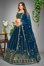 Elegant Rama Green Color Georgette Lehenga Choli