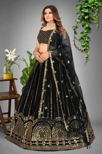 Elegant Black Color Georgette Lehenga Choli