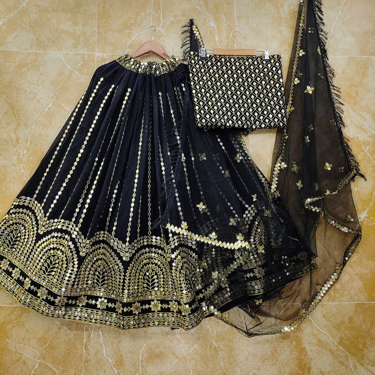 Elegant Black Color Georgette Lehenga Choli